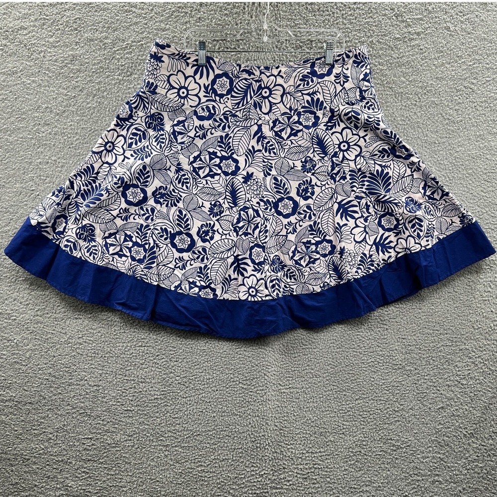 Womens Boho Floral Ruffle A Line Skirt 16W Coastal Cottage Resort Garden Party